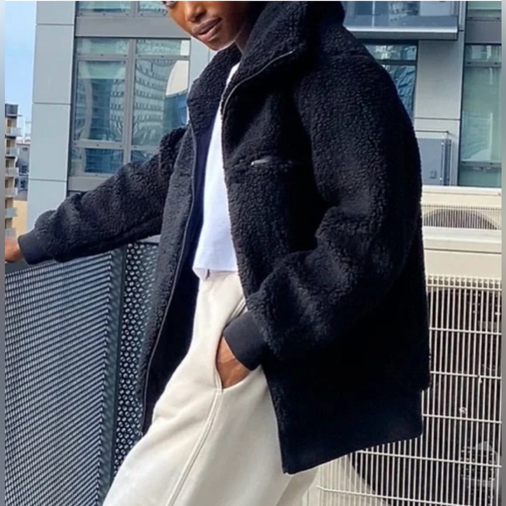 Wilfred Free The Teddy Black Sherpa Jacket size Medium